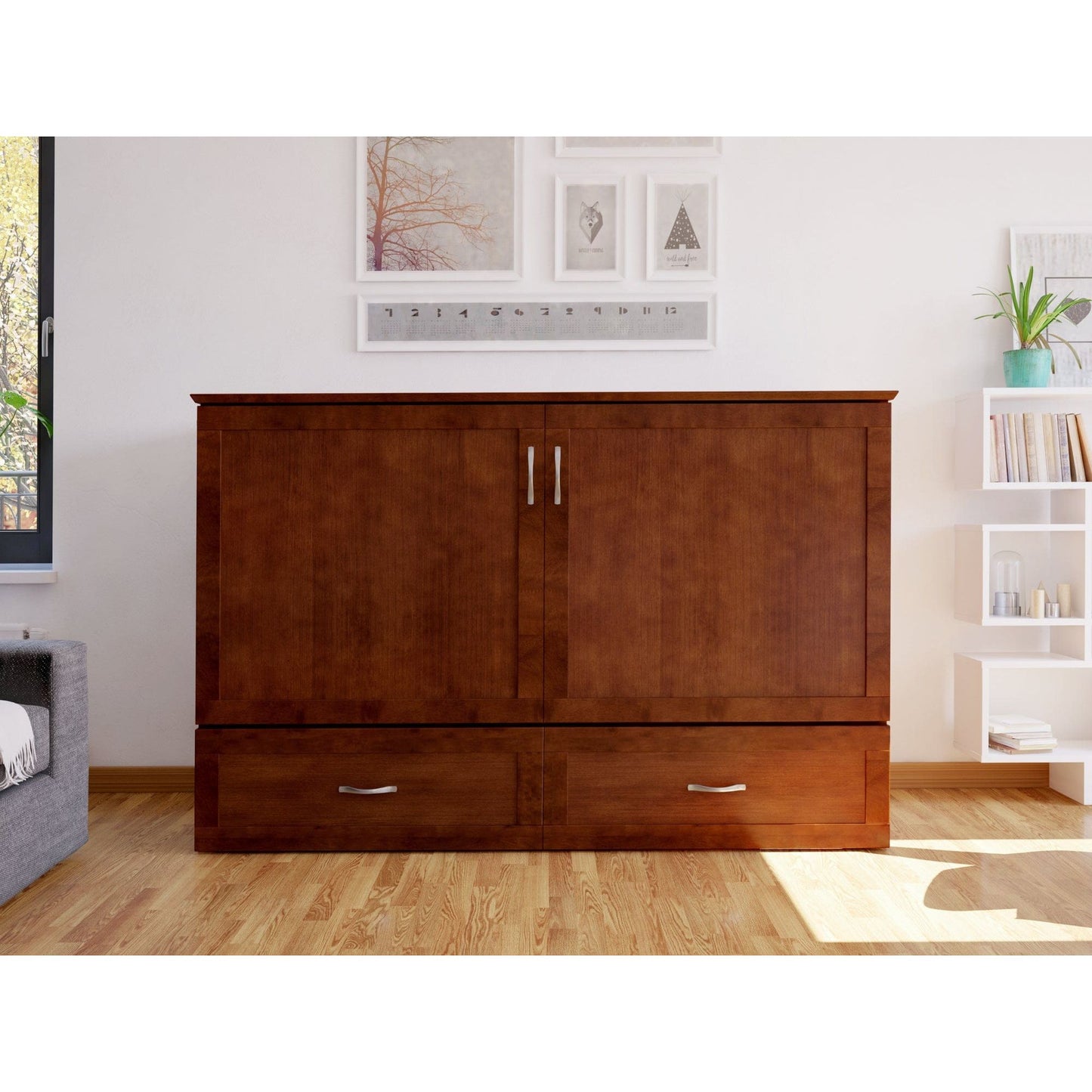 AFI Furnishings Hamilton Murphy Bed Chest Queen with Charging Station