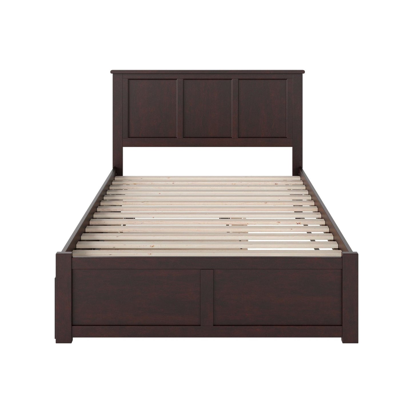 AFI Furnishings Madison Full Platform Bed with Flat Panel Foot Board and Twin Size Urban Trundle Bed