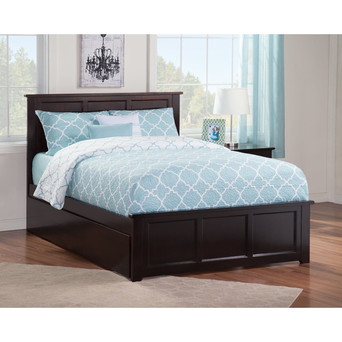 AFI Furnishings Madison Full Platform Bed with Matching Footboard with Twin Size Urban Trundle Bed