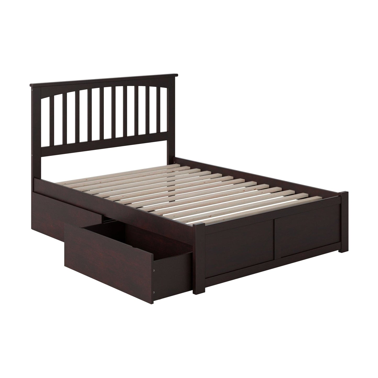 AFI Furnishings Mission Full Platform Bed with Flat Panel Foot Board and 2 Urban Bed Drawers