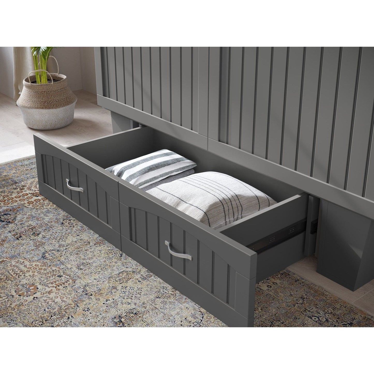 AFI Furnishings Nantucket Murphy Bed Chest Queen with Charging Station & Cool Soft Mattress