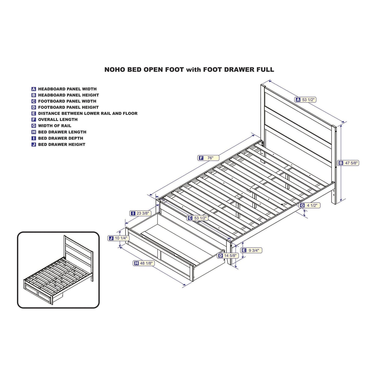 AFI Furnishings NoHo Full Bed with Foot Drawer in Espresso