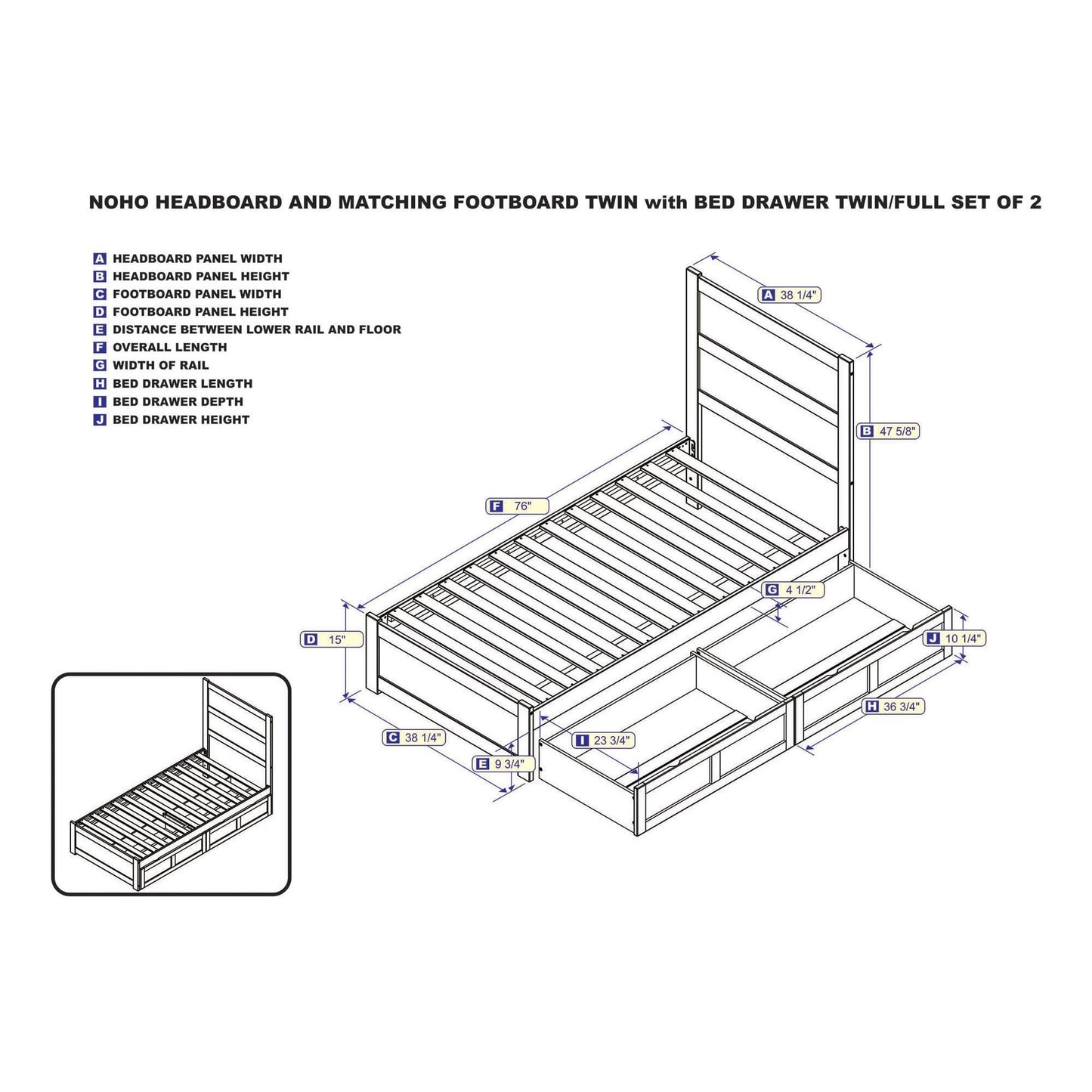 AFI Furnishings NoHo Twin Bed with Footboard and 2 Drawers in Espresso AG9163321