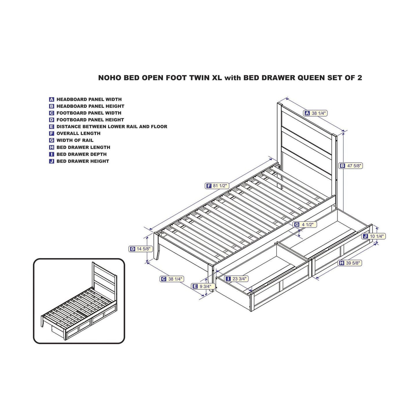 AFI Furnishings NoHo Twin Extra Long Bed with 2 Drawers in Espresso