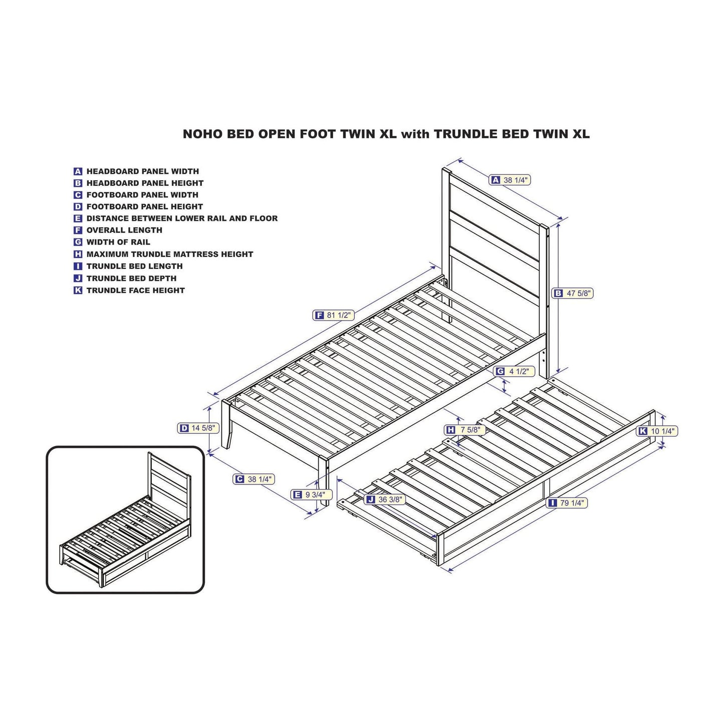 AFI Furnishings NoHo Twin Extra Long Bed with Twin Extra Long Trundle in Espresso AG9111111