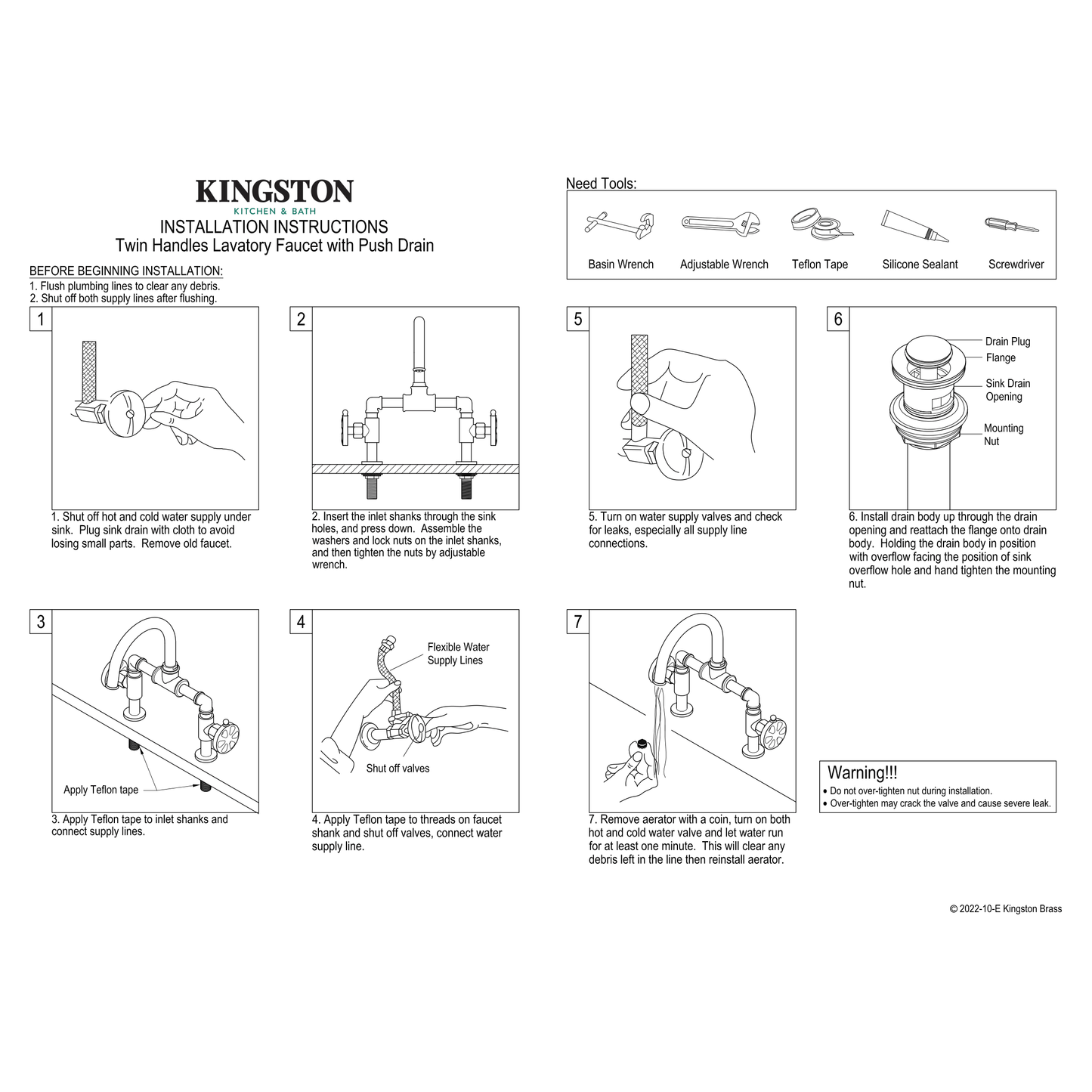 Kingston Brass Kingston Brass Belknap Industrial Style Wheel Handle Bridge Bathroom Faucet with Pop-Up Drain, Matte Black KS2170RX