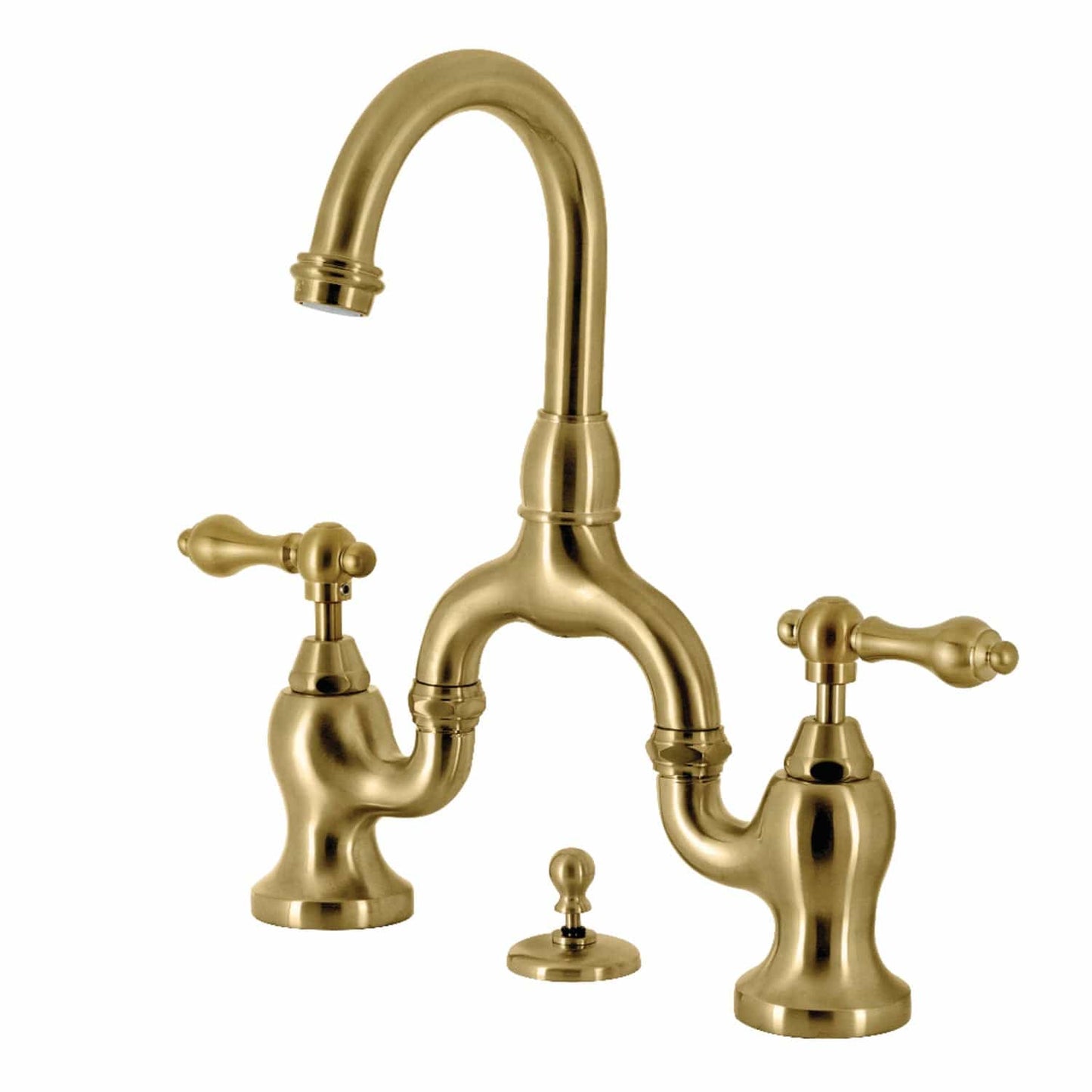 Kingston Brass Kingston Brass English Country Bridge Bathroom Faucet with Brass Pop-Up, Brushed Brass KS7997AL