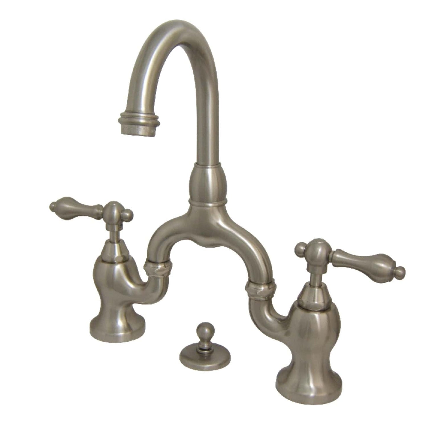 Kingston Brass Kingston Brass English Country Bridge Bathroom Faucet with Brass Pop-Up, Brushed Nickel KS7998AL