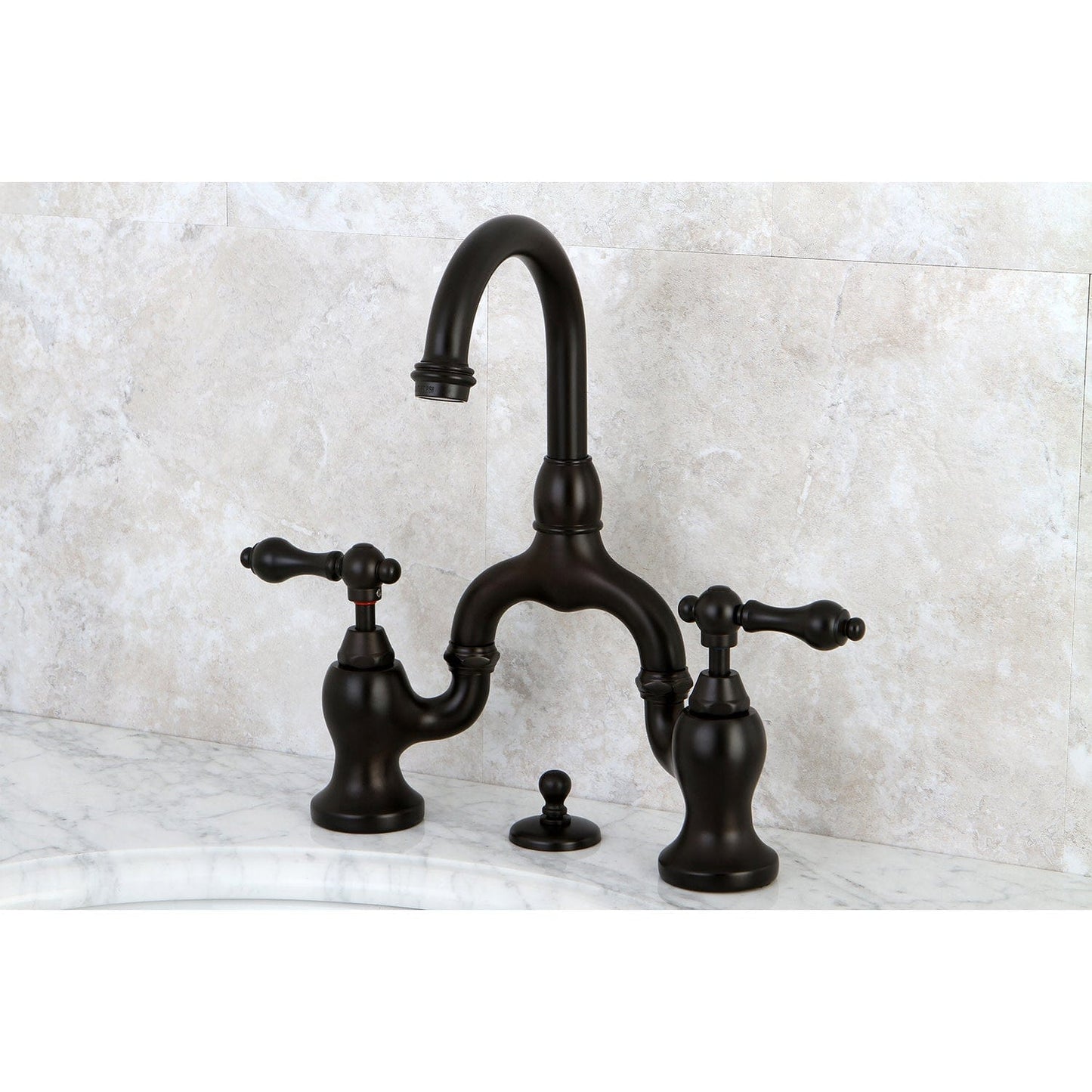 Kingston Brass Kingston Brass English Country Bridge Bathroom Faucet with Brass Pop-Up, Oil Rubbed Bronze KS7995AL