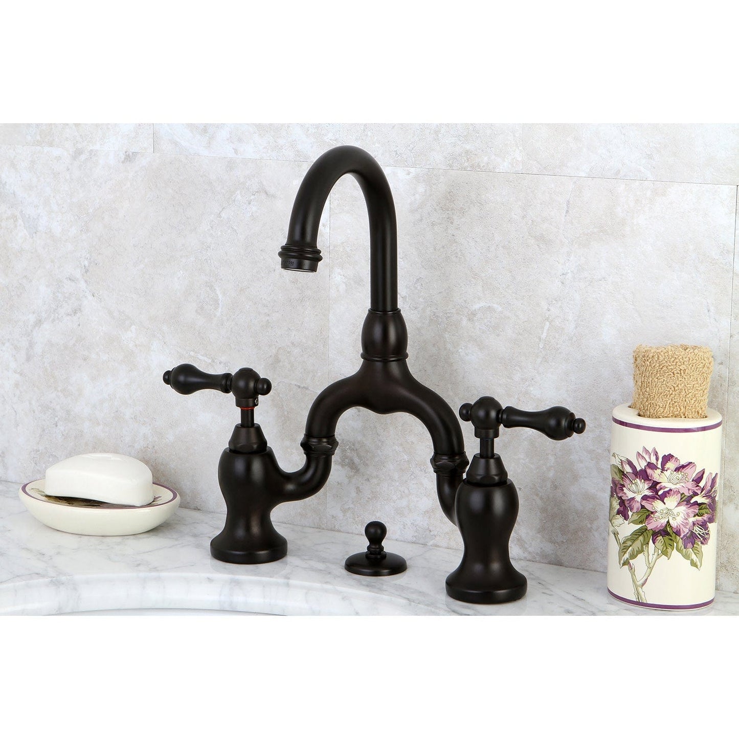 Kingston Brass Kingston Brass English Country Bridge Bathroom Faucet with Brass Pop-Up, Oil Rubbed Bronze KS7995AL