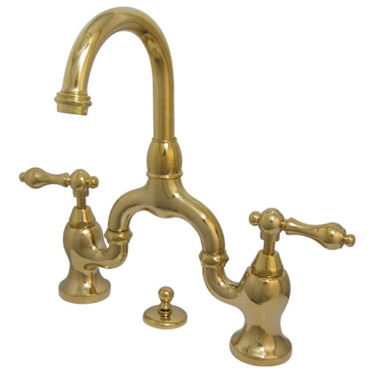 Kingston Brass Kingston Brass English Country Bridge Bathroom Faucet with Brass Pop-Up, Polished Brass- KS7992AL KS7992AL