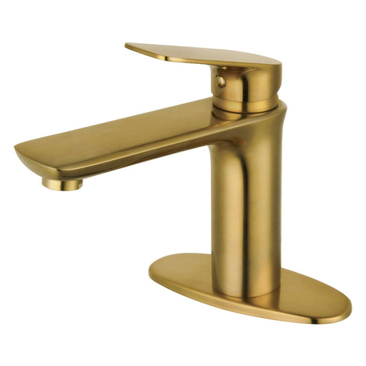 Kingston Brass Kingston Brass Fauceture Frankfurt Single-Handle Bathroom Faucet with Deck Plate and Drain, Brushed Brass LS4203CXL