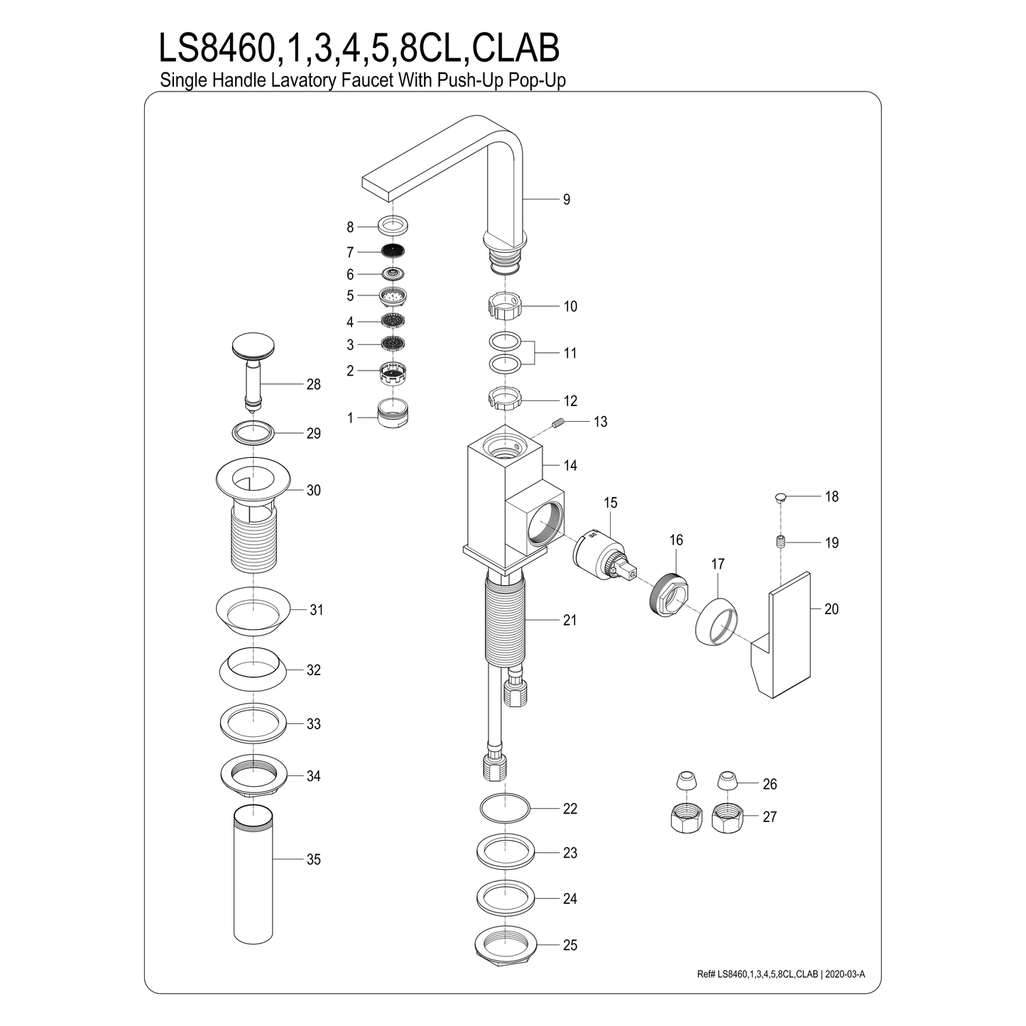 Kingston Brass Kingston Brass Fauceture LS8463CL Claremont Single-Handle Bathroom Faucet with Push Pop-Up, Brushed Brass LS8463CL