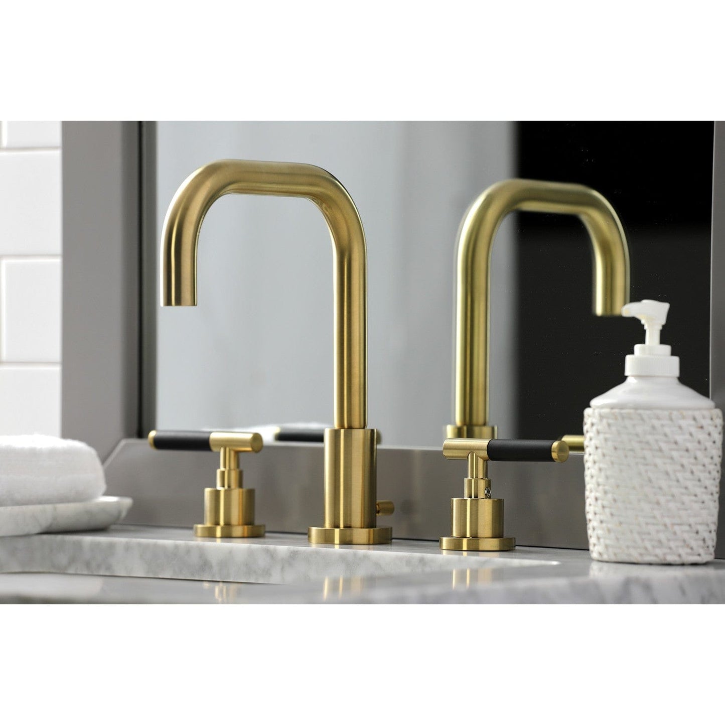 Kingston Brass Kingston Brass FSC8933CKL Kaiser Widespread Bathroom Faucet with Brass Pop-Up, Brushed Brass FSC8933CKL