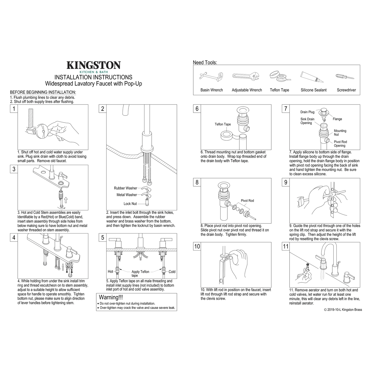 Kingston Brass Kingston Brass FSC8933CKL Kaiser Widespread Bathroom Faucet with Brass Pop-Up, Brushed Brass FSC8933CKL