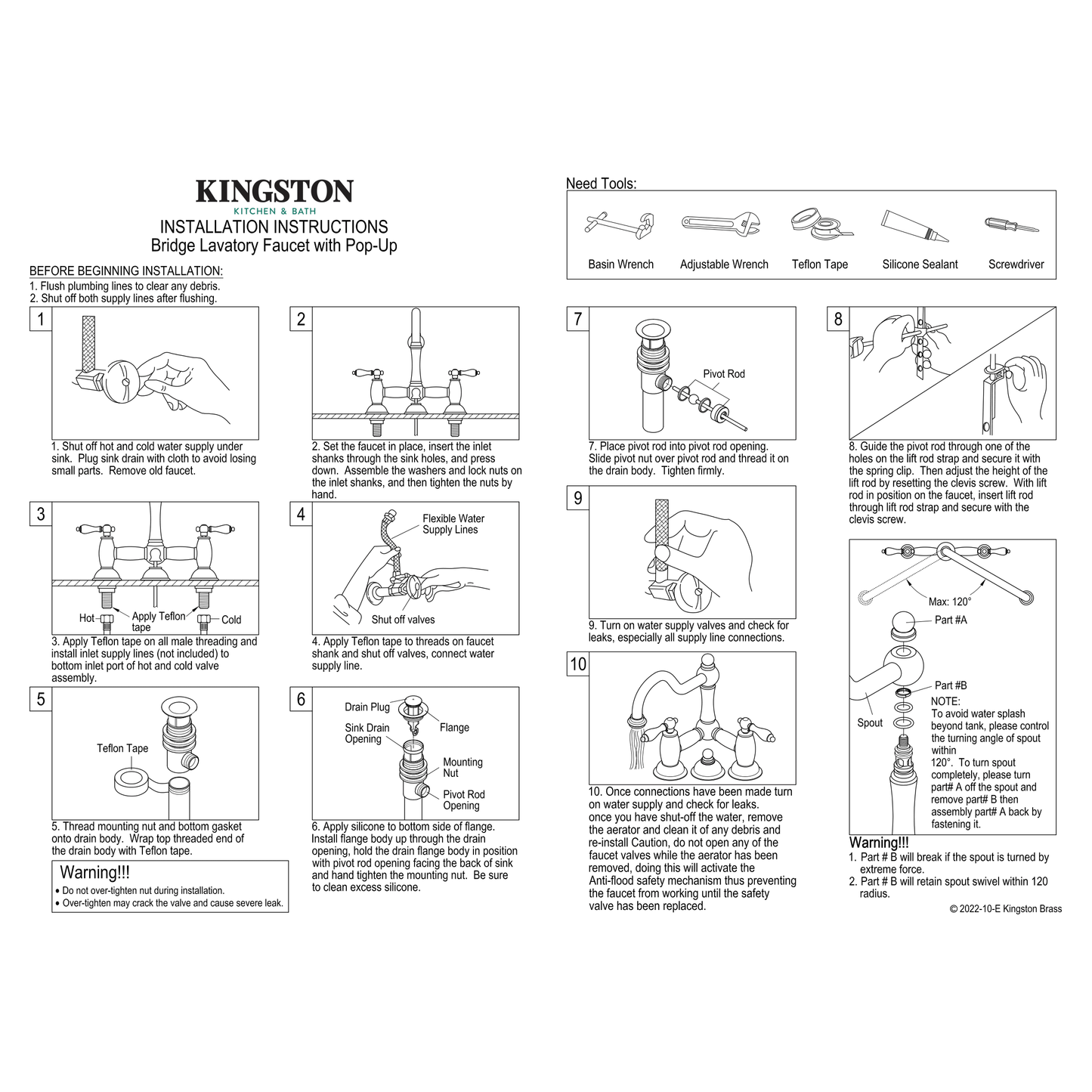 Kingston Brass Kingston Brass Restoration Bathroom Bridge Faucet, Polished Chrome KS3911AX