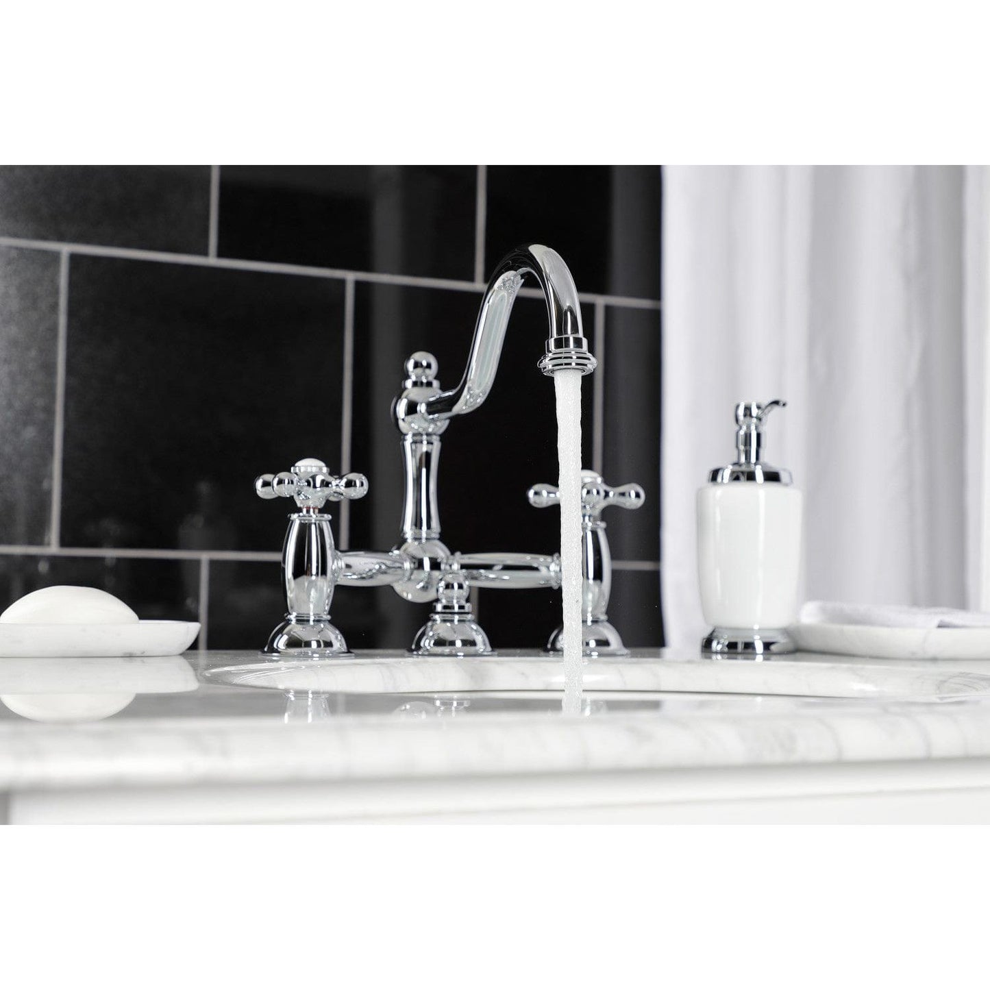 Kingston Brass Kingston Brass Restoration Bathroom Bridge Faucet, Polished Chrome KS3911AX