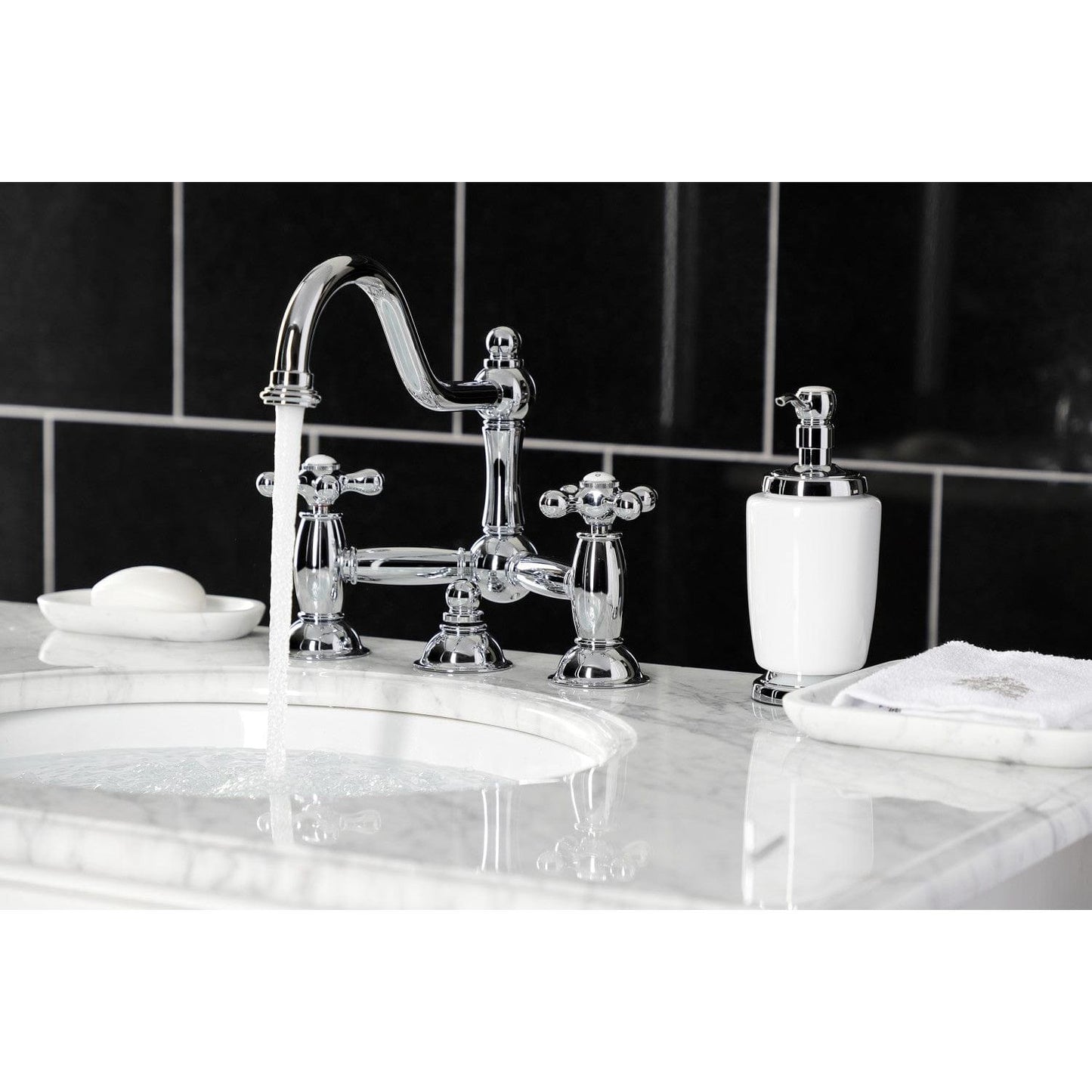 Kingston Brass Kingston Brass Restoration Bathroom Bridge Faucet, Polished Chrome KS3911AX