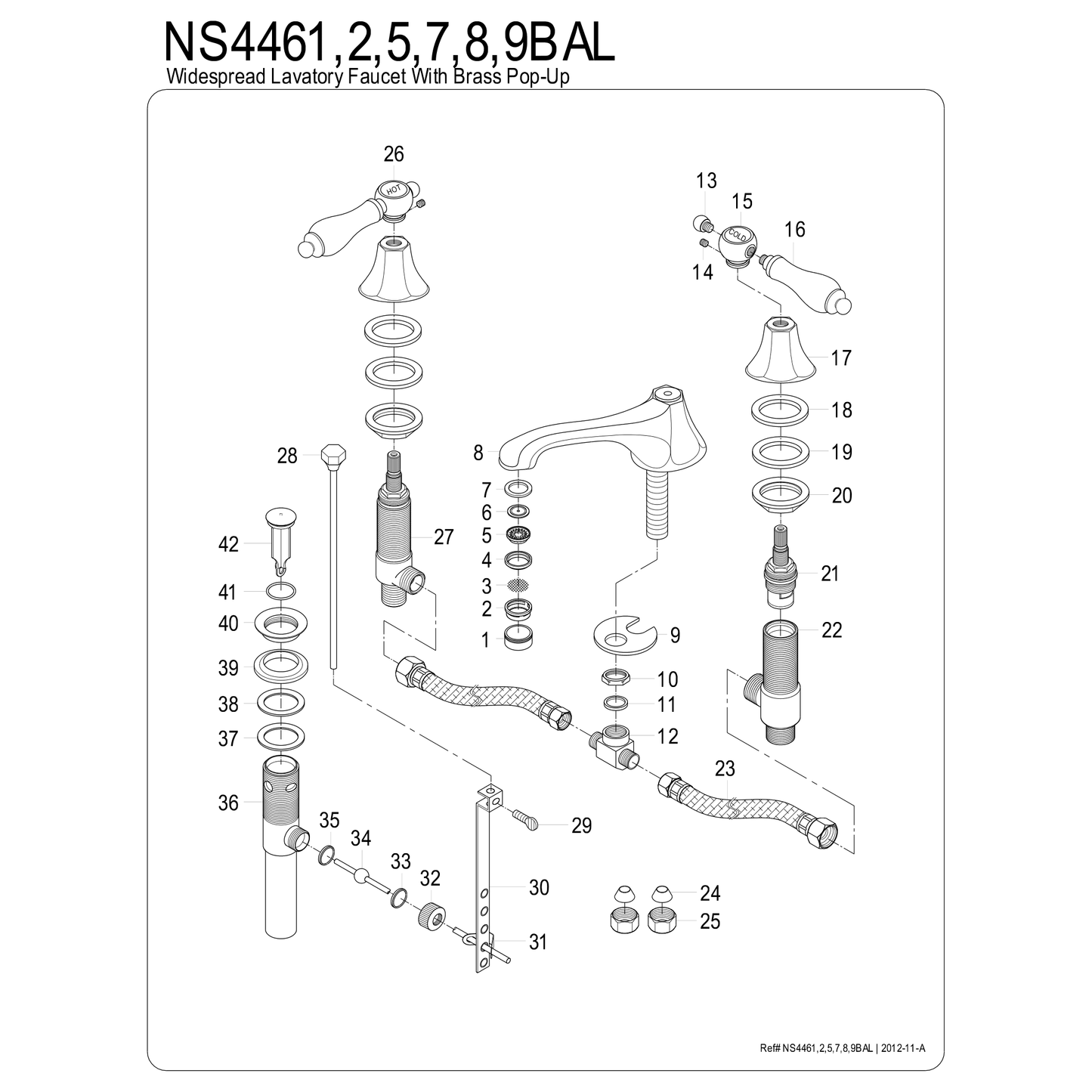 Kingston Brass Kingston Brass Widespread Bathroom Faucet, Black Stainless Steel/Polished Brass NS4469BAL