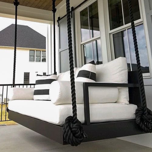 Lowcountry Swing Beds 1.5 inch Han-Spliced Black Rope for 17' Ceiling