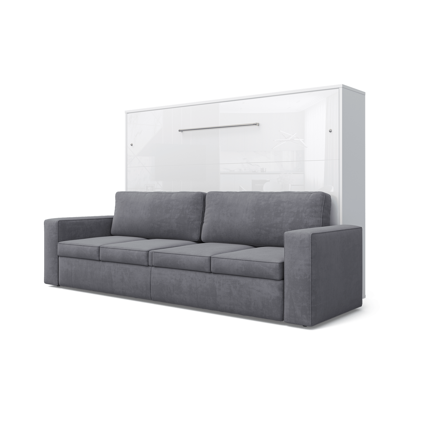 Maxima House Maxima House Horizontal Murphy bed INVENTO with a Sofa, European FULL XL White/ Gray Sofa IN004W-G