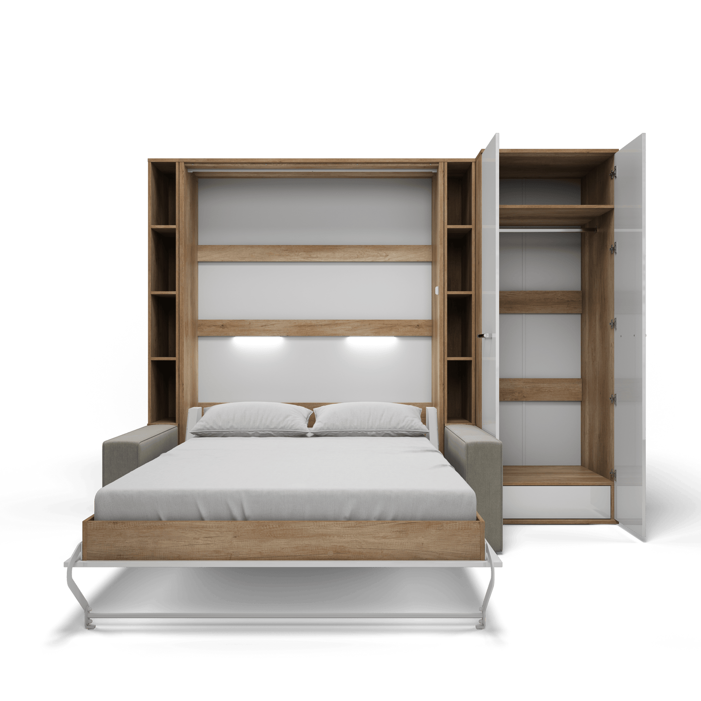 Maxima House Maxima House Vertical FULL size Murphy Bed Invento with a Sofa, two Cabinets and Wardrobe