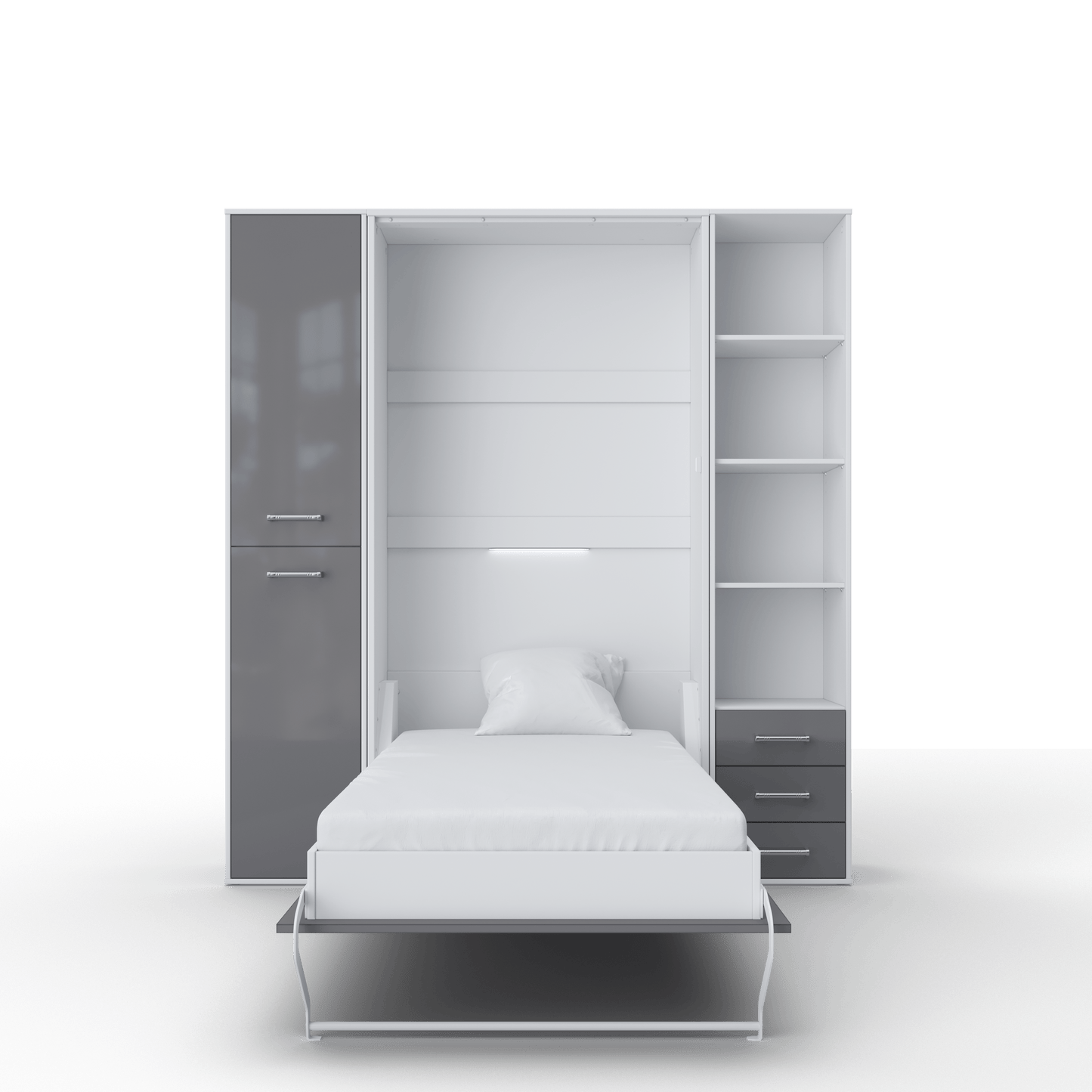 Maxima House Vertical Murphy Bed Invento, European Queen Size with mattress and 2 storage cabinets