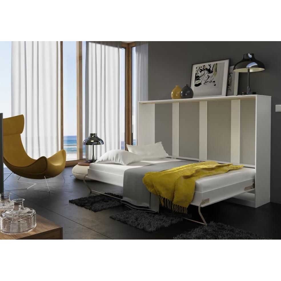 MaximaHouse European Horizontal Full XL Size Murphy Bed Brescia with mattress