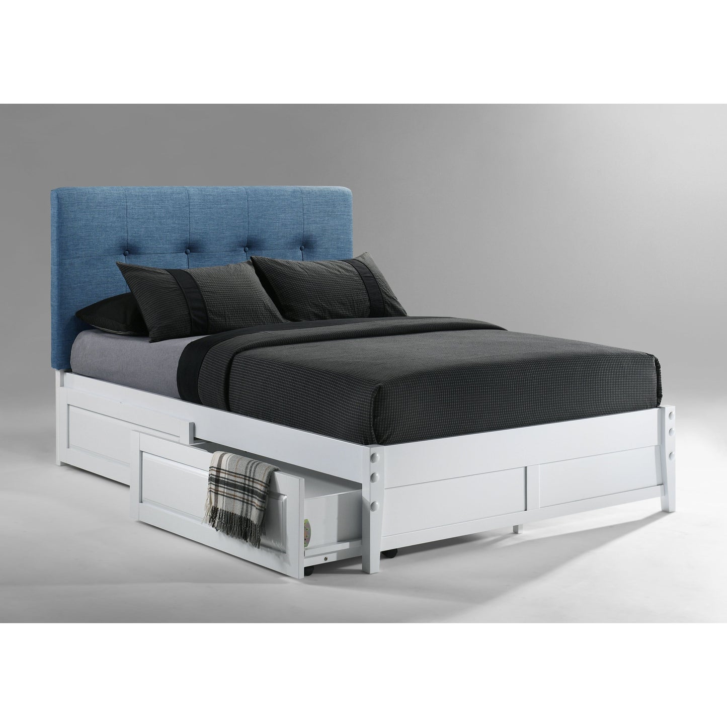 Night and Day Paprika King Bed in Teal with White Finish Frame (K Series)