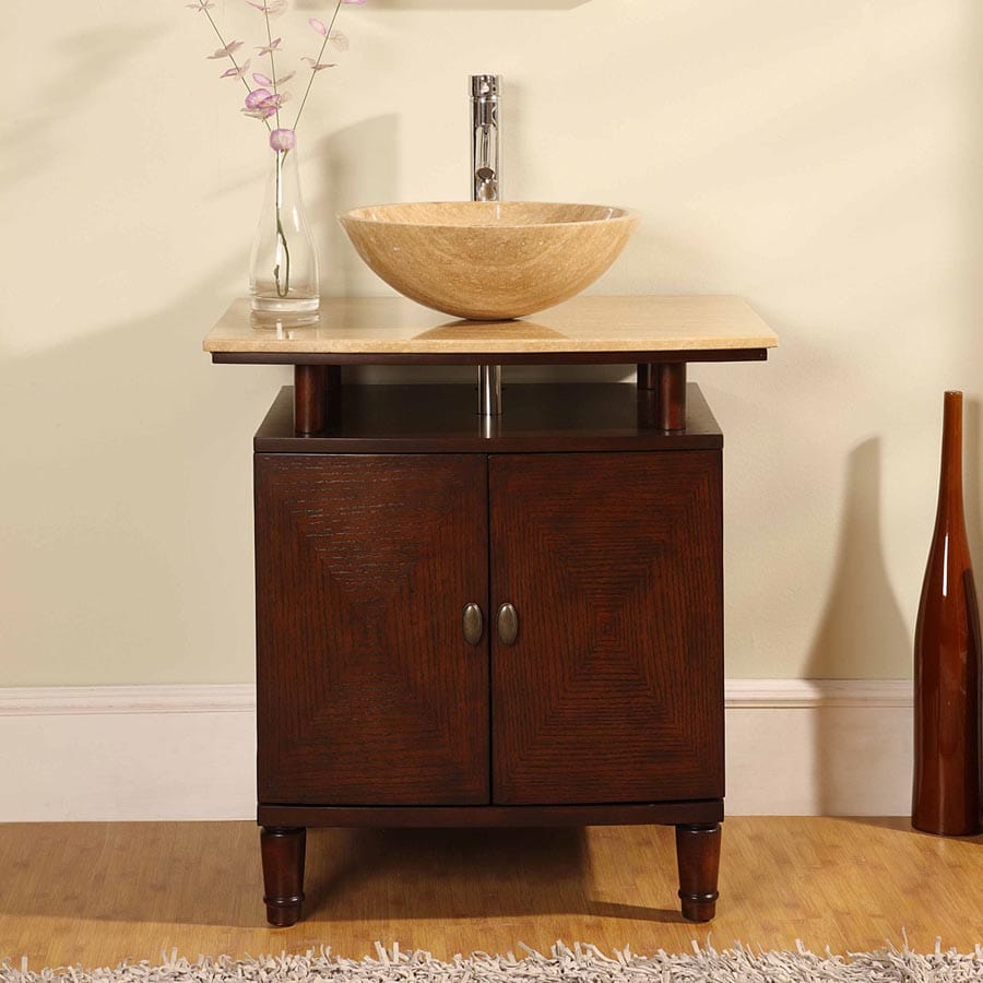 Silkroad Exclusive Silkroad Exclusive 29-inch Travertine Top Single Sink Bathroom Vanity HYP-0808N-29