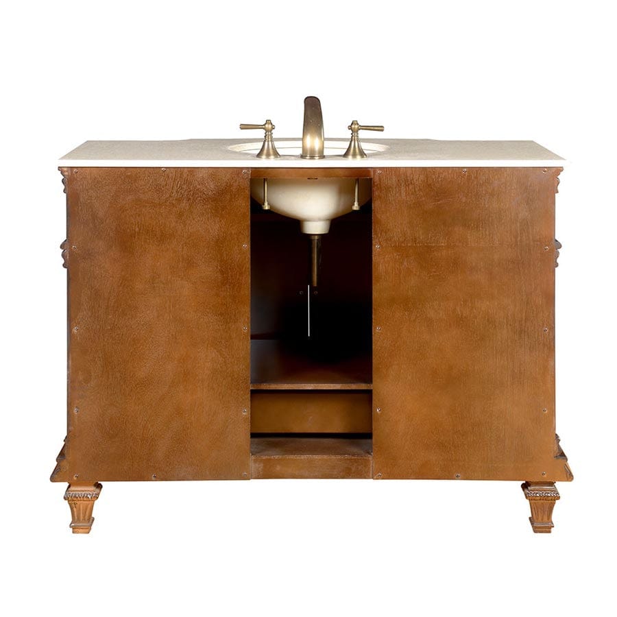 Silkroad Exclusive Silkroad Exclusive 48” Crema Marfil Top Single Sink Vanity HYP-0277-CM-UWC-48