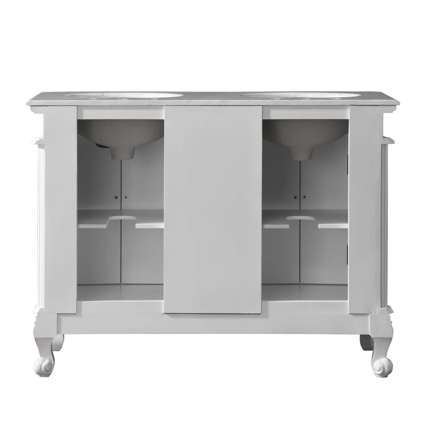 Silkroad Exclusive Silkroad Exclusive 48" Double Sink Cabinet with Carrara White Top HYP-0145-WM-UWC-48