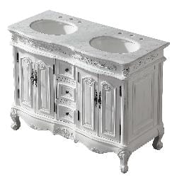 Silkroad Exclusive Silkroad Exclusive 48" Double Sink Cabinet with Carrara White Top HYP-0145-WM-UWC-48