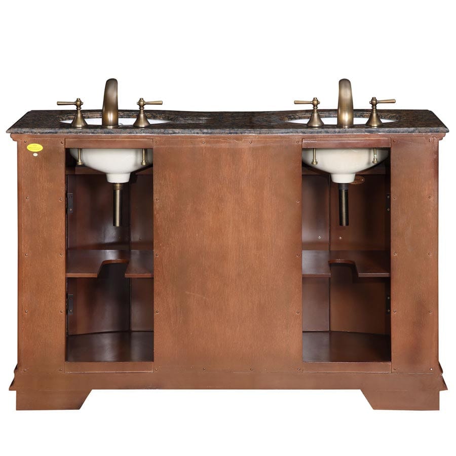 Silkroad Exclusive Silkroad Exclusive 55" Double Sink Vanity - Baltic Brown Top HYP-0223-BB-UWC-55