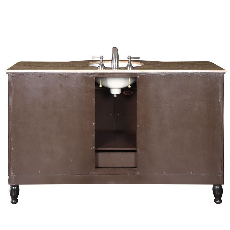 Silkroad Exclusive Silkroad Exclusive 58” Travertine Top Single Sink Vanity HYP-0717-T-UWC-58