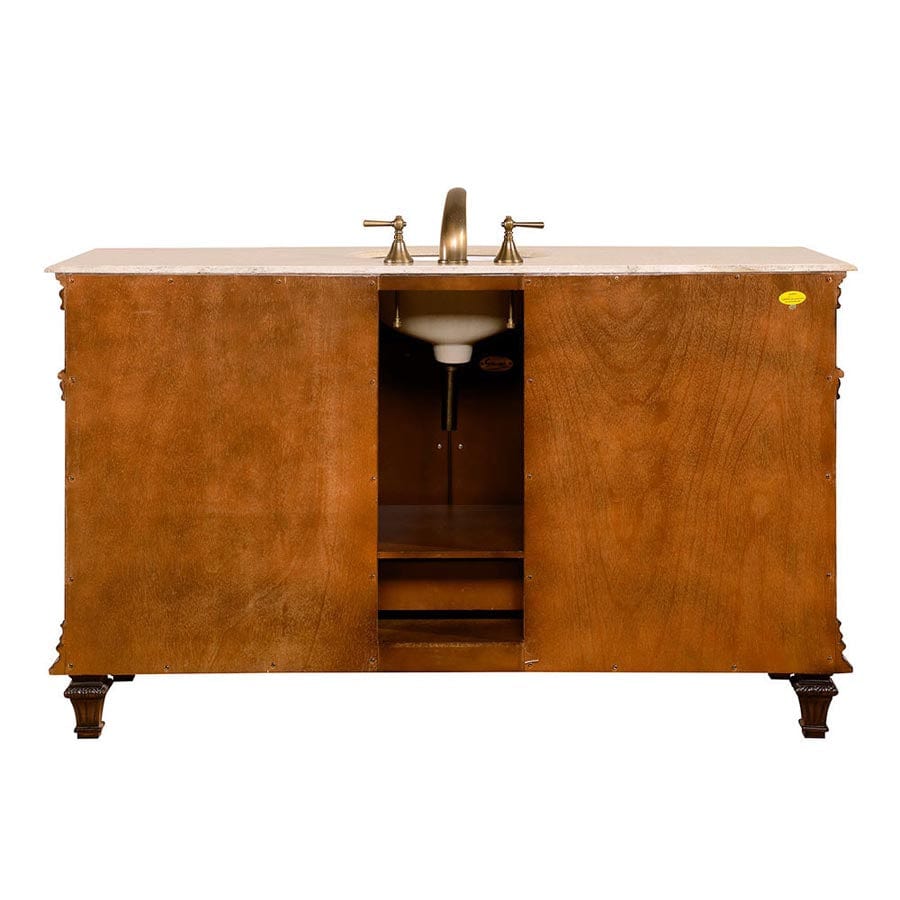 Silkroad Exclusive Silkroad Exclusive 60” Travertine Single Sink Bathroom Vanity HYP-0277-T-UWC-60