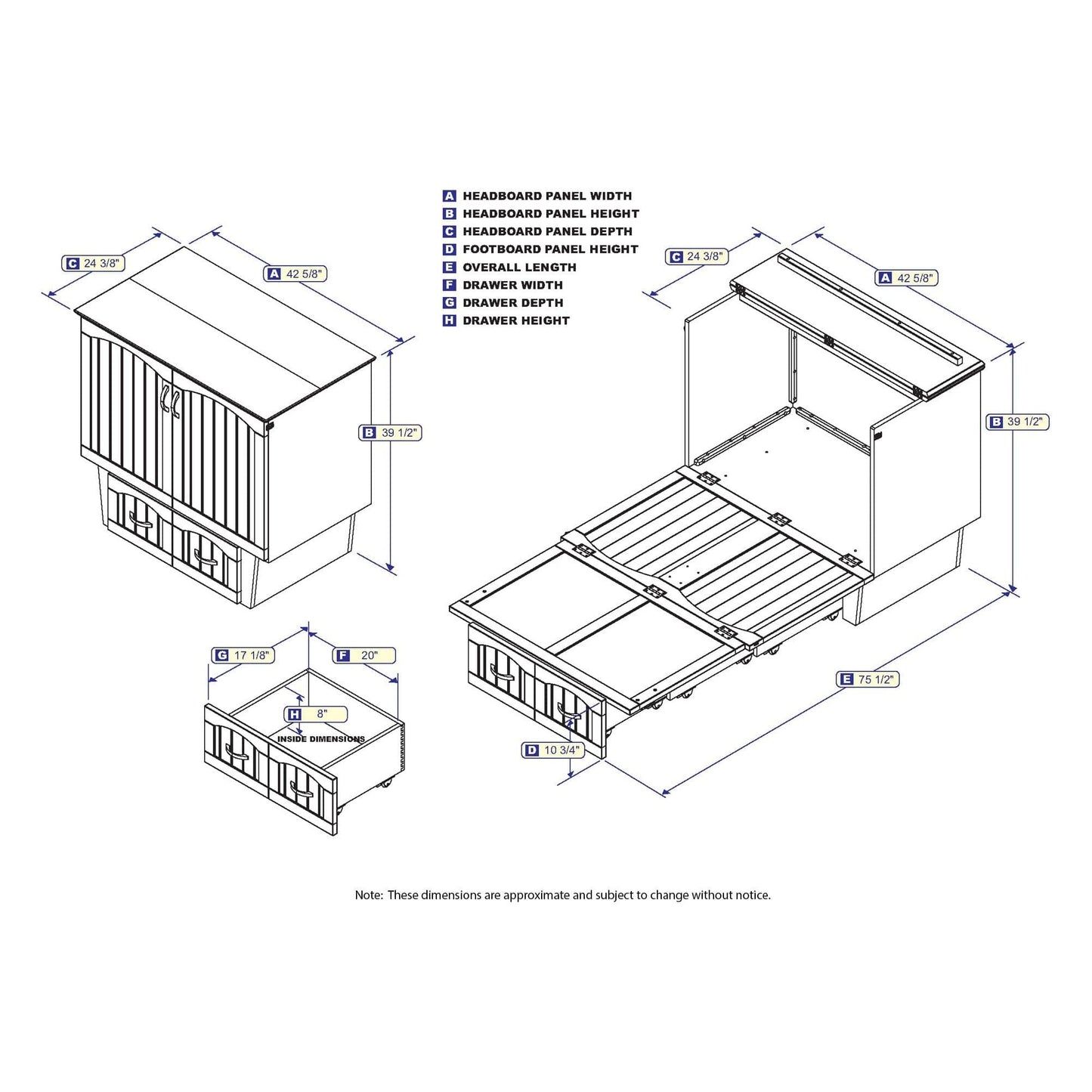 The Bedroom Emporium AFI Sydney Murphy Bed Chest Twin Espresso