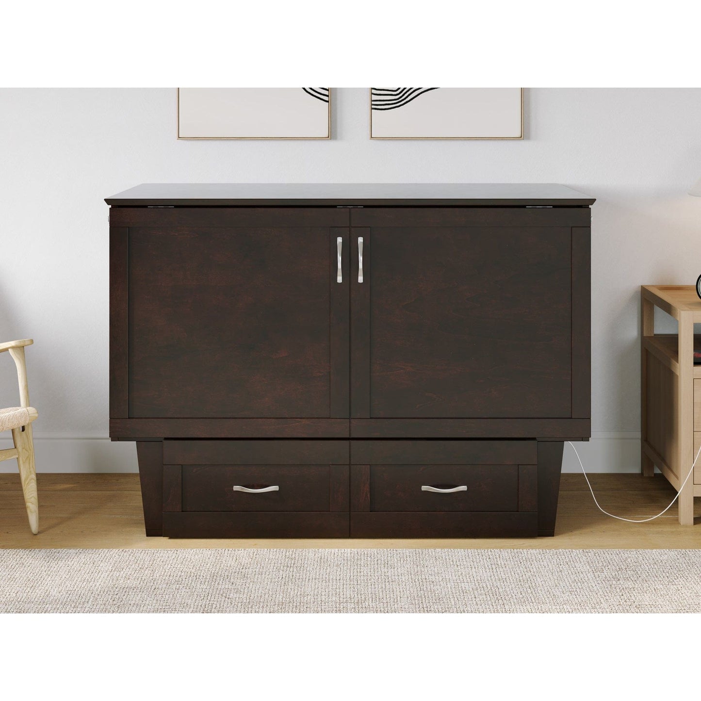 The Bedroom Emporium Monroe Full Murphy Bed Chest in Espresso