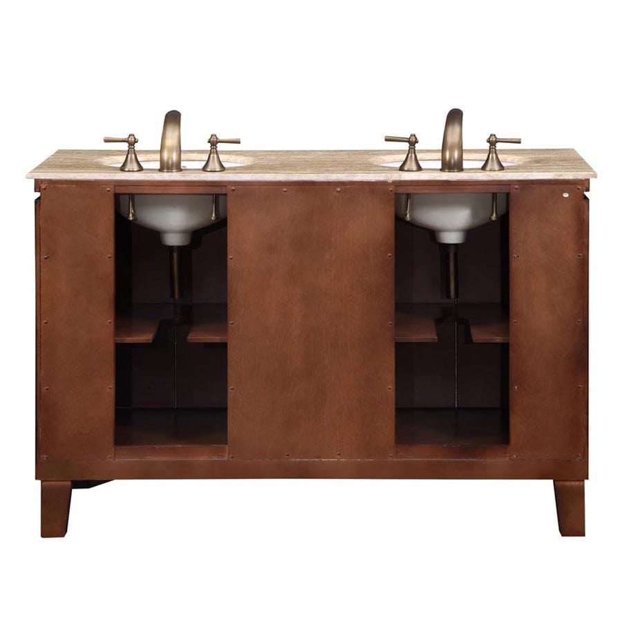 The Bedroom Emporium Silkroad Exclusive 55" Double Sink Cabinet with Travertine Top HYP-0208-T-UWC-55