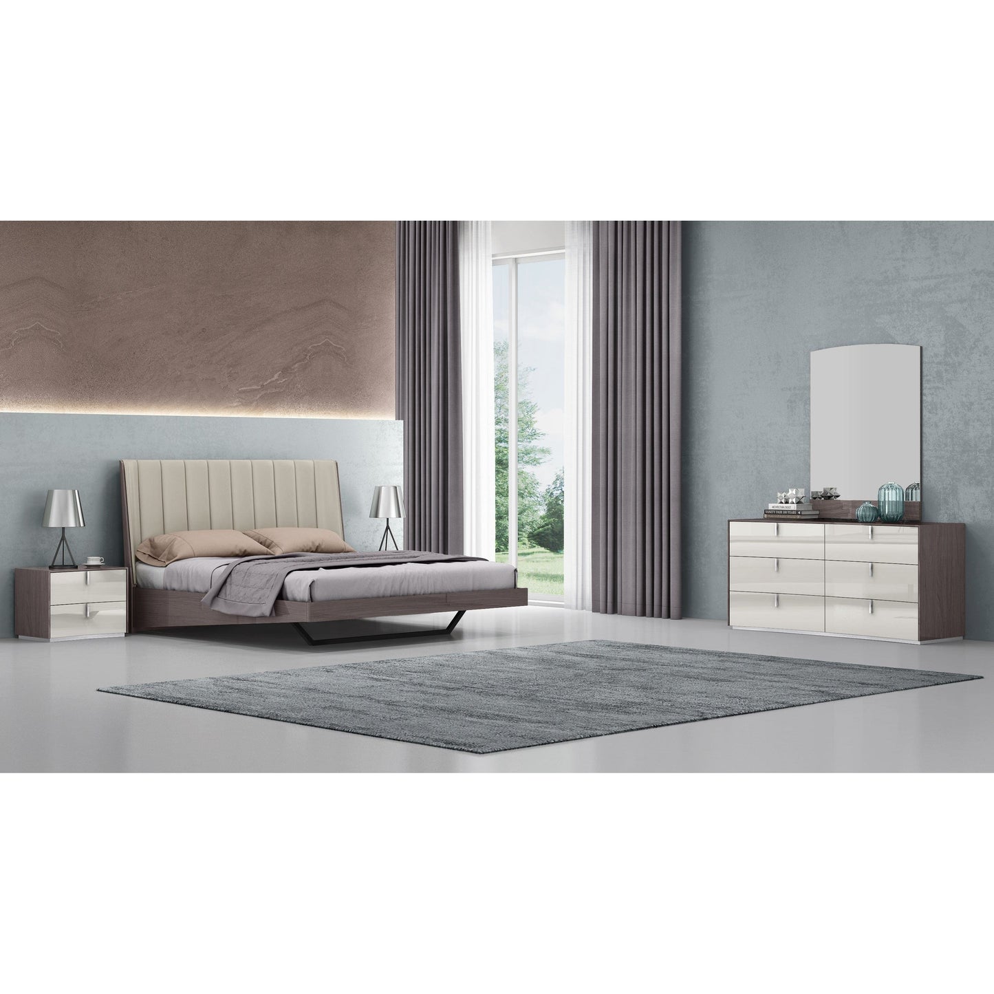 Whiteline Modern Living Whiteline Berlin King Bed BK1754-CNUT/LGRY