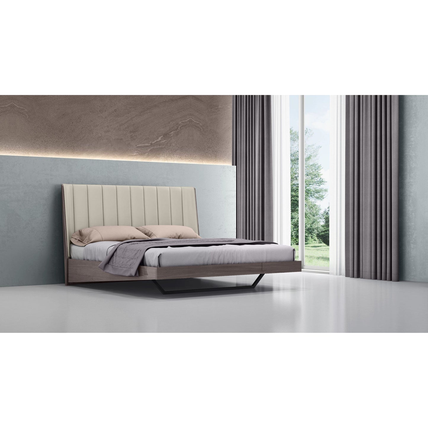 Whiteline Modern Living Whiteline Berlin King Bed BK1754-CNUT/LGRY