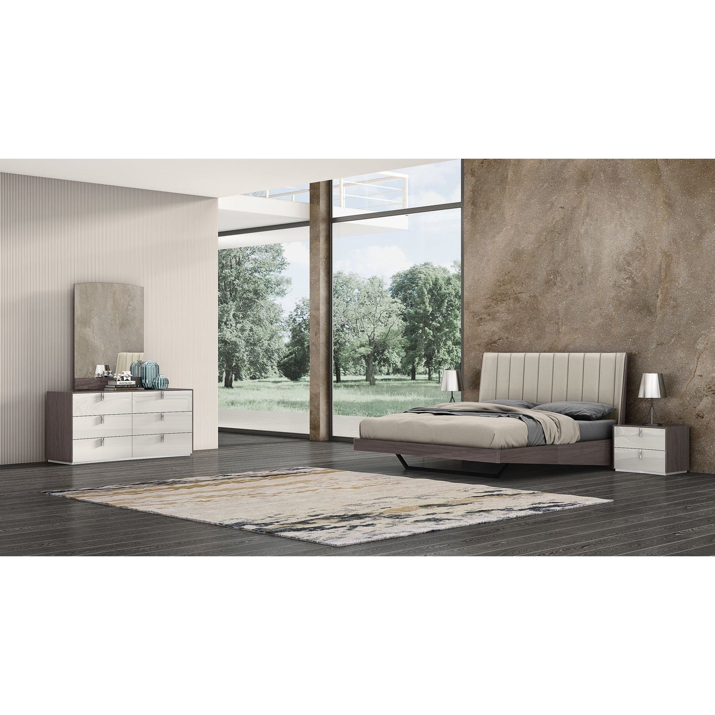 Whiteline Modern Living Whiteline Berlin Queen Bed BQ1754-CNUT/LGRY