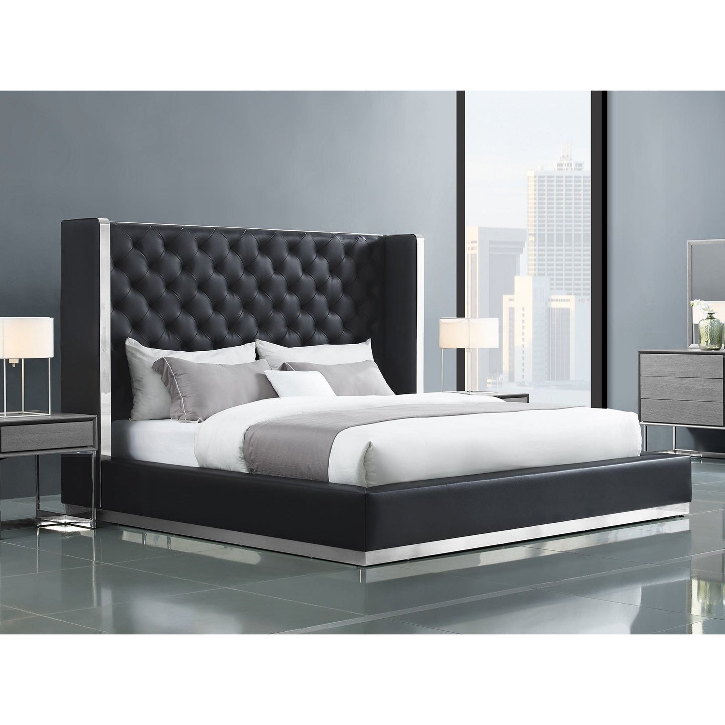 Whitelline Modern Living Abrazo King Bed Black BK1356P-BLK