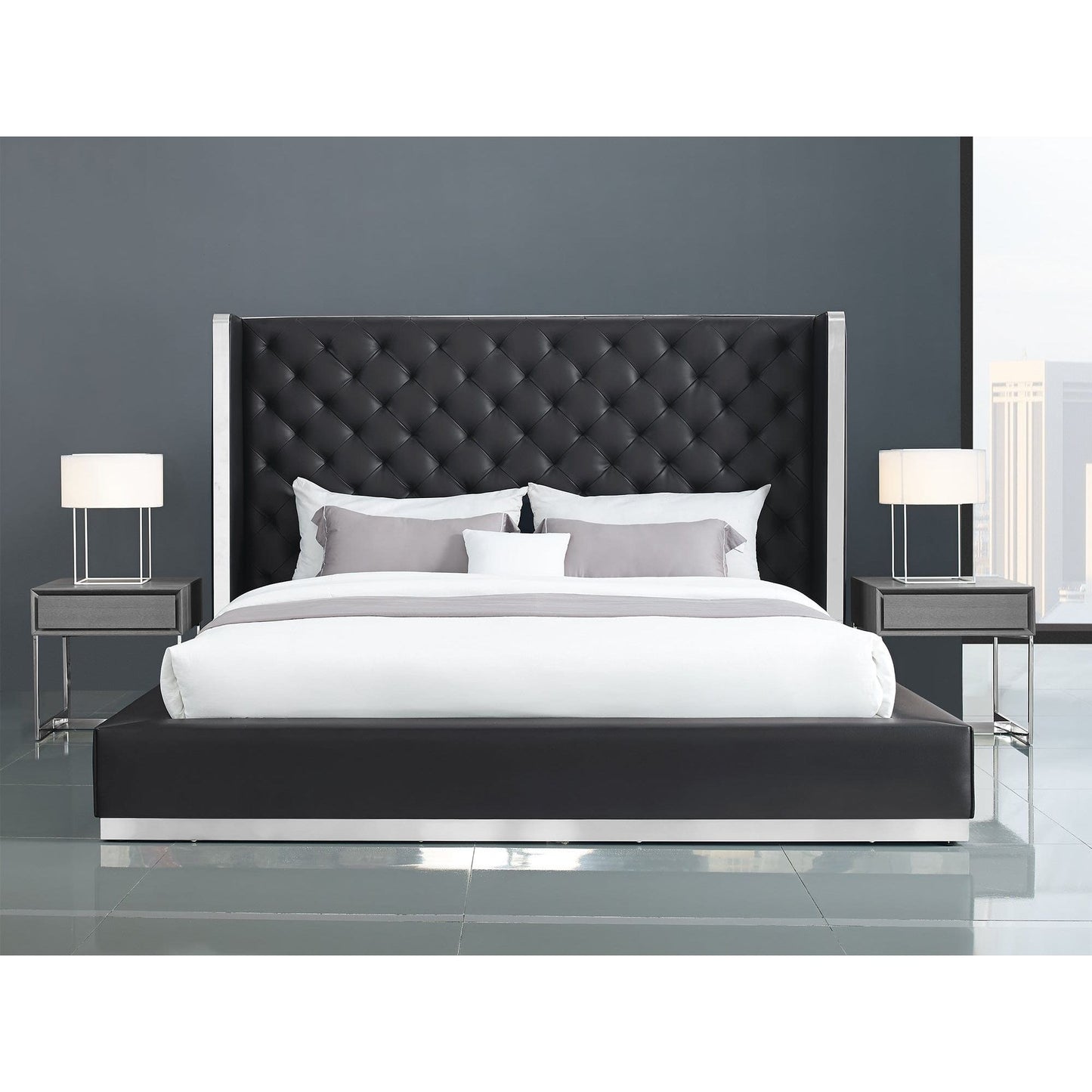 Whitelline Modern Living Abrazo King Bed Black BK1356P-BLK