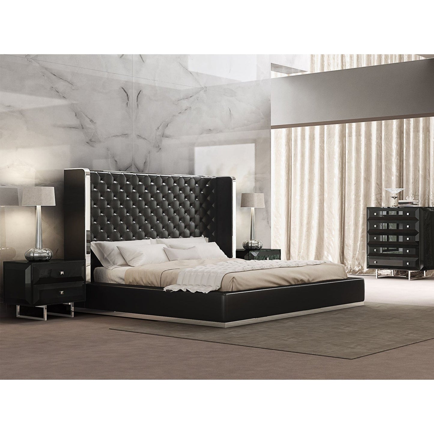 Whitelline Modern Living Abrazo King Bed Black BK1356P-BLK