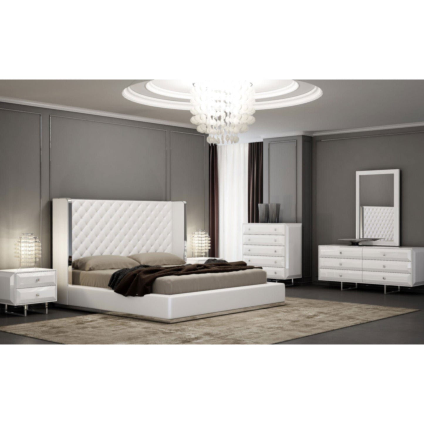 Whitelline Modern Living Abrazo King Bed White BK1356P-WHT