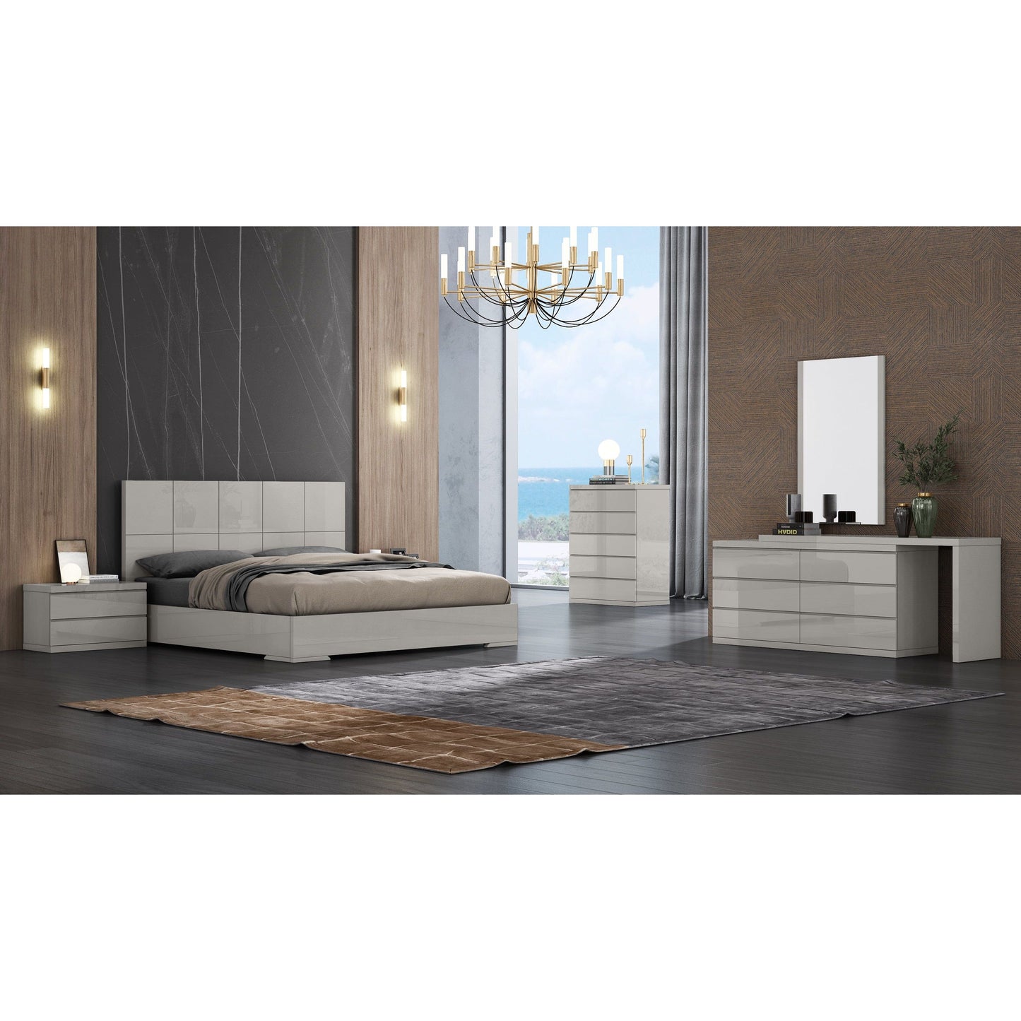 Whitelline Modern Living Anna King Bed Light Grey BK1207-LGRY