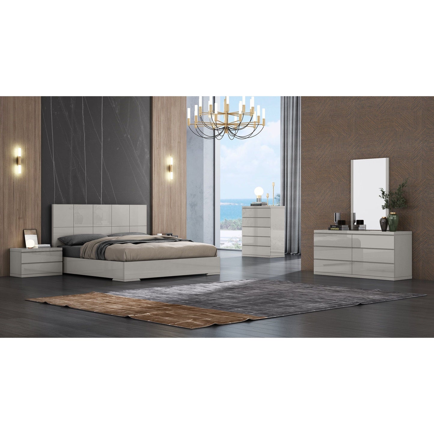 Whitelline Modern Living Anna King Bed Light Grey BK1207-LGRY