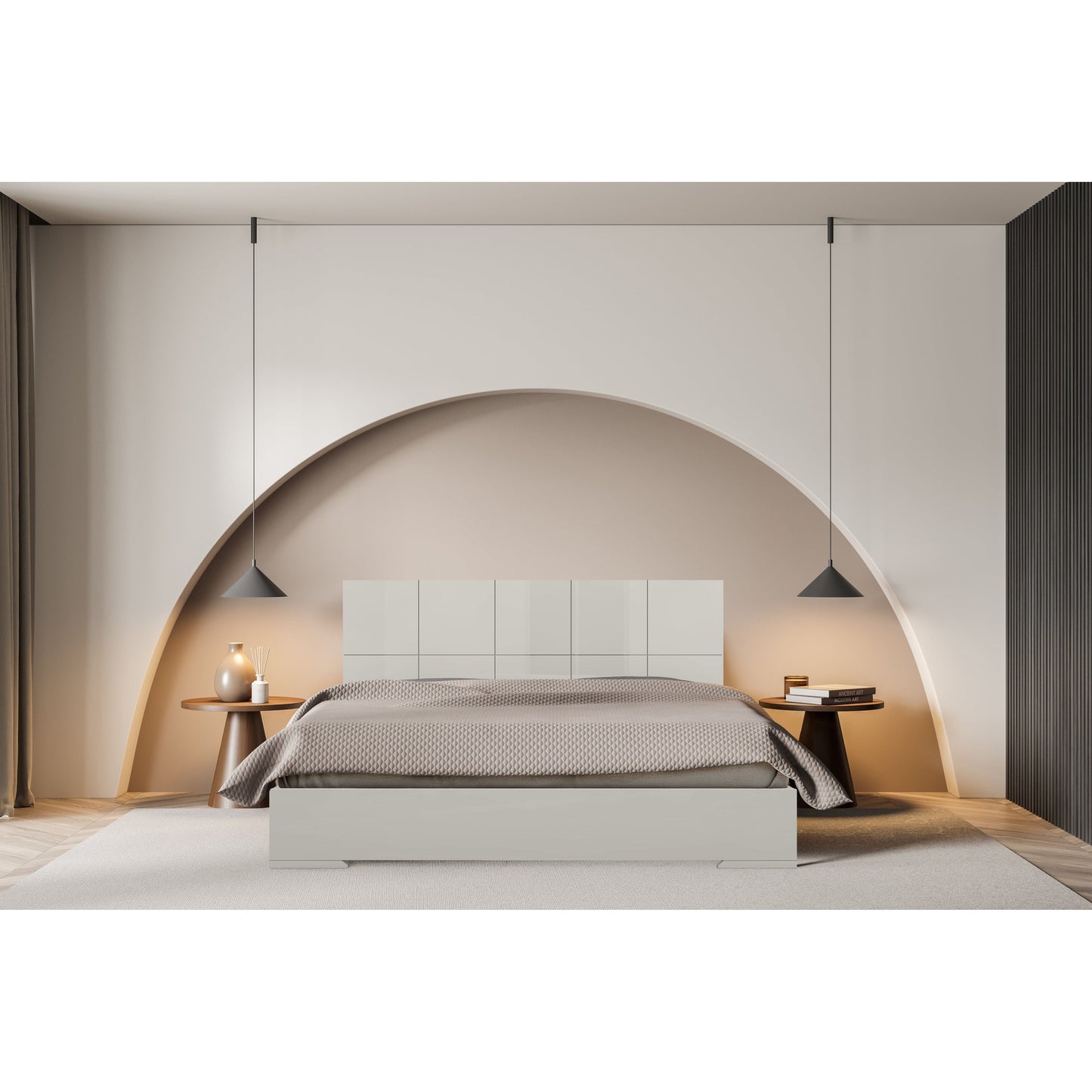 Whitelline Modern Living Anna King Bed Light Grey BK1207-LGRY