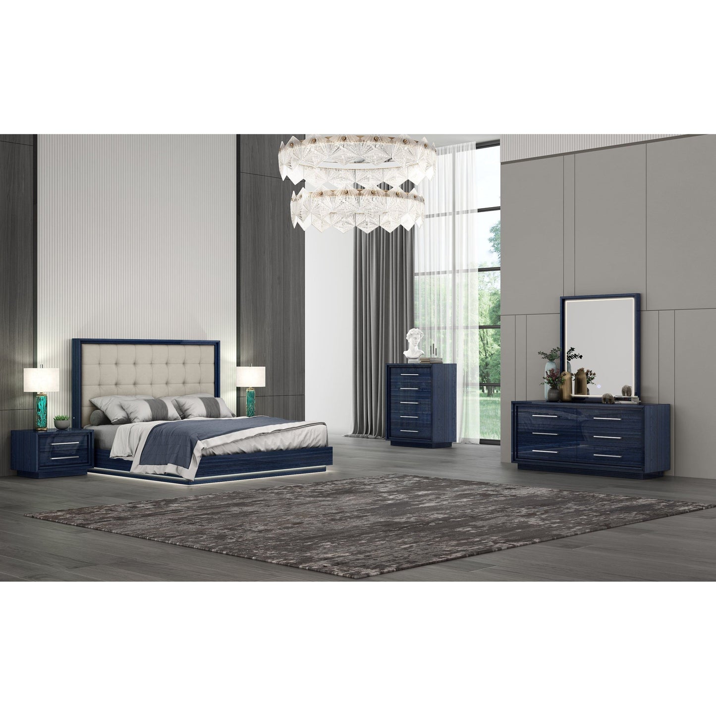 Whitelline Modern Living Whiteline Alexander King Bed BK1937-BLU